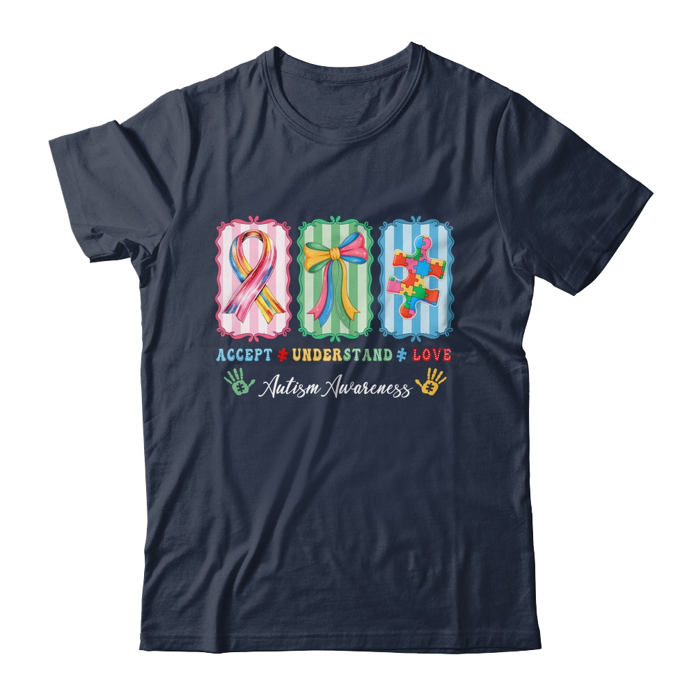 Autism Accept Understand Love Autism Mom Checker Bow Women Shirt & Hoodie | teecentury