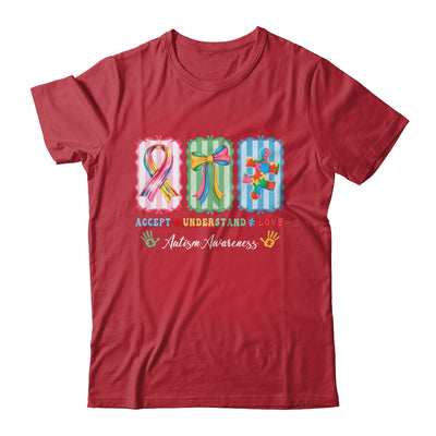 Autism Accept Understand Love Autism Mom Checker Bow Women Shirt & Hoodie | teecentury