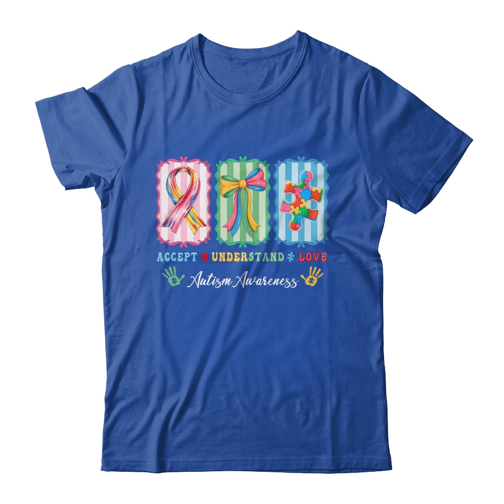 Autism Accept Understand Love Autism Mom Checker Bow Women Shirt & Hoodie | teecentury