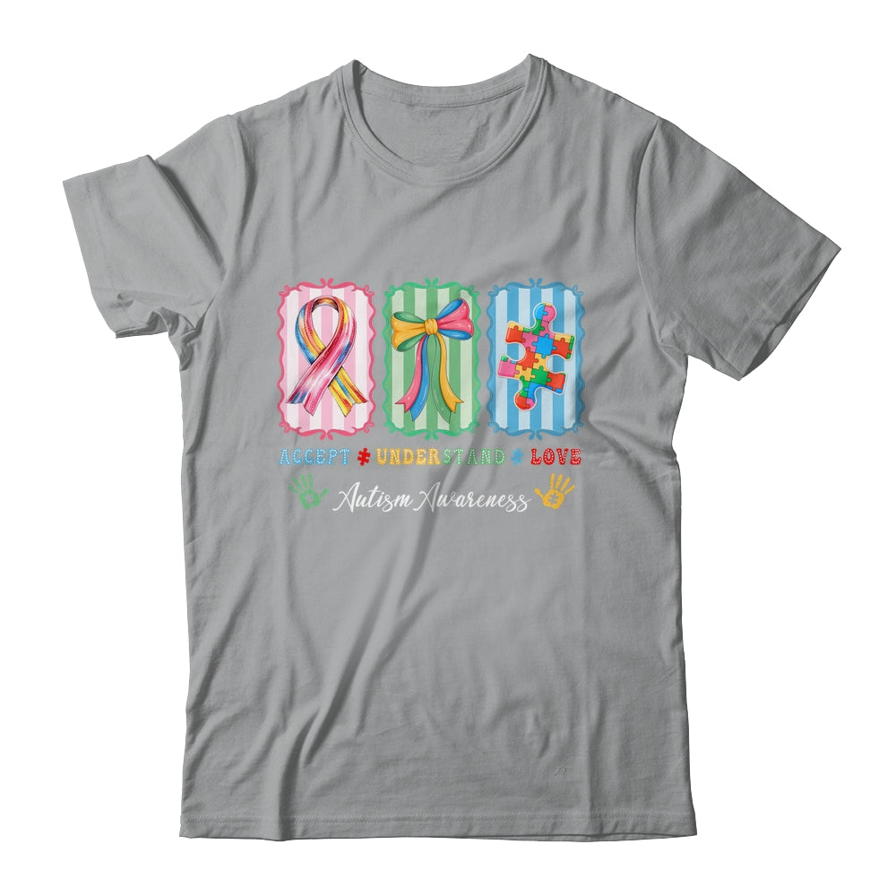 Autism Accept Understand Love Autism Mom Checker Bow Women Shirt & Hoodie | teecentury