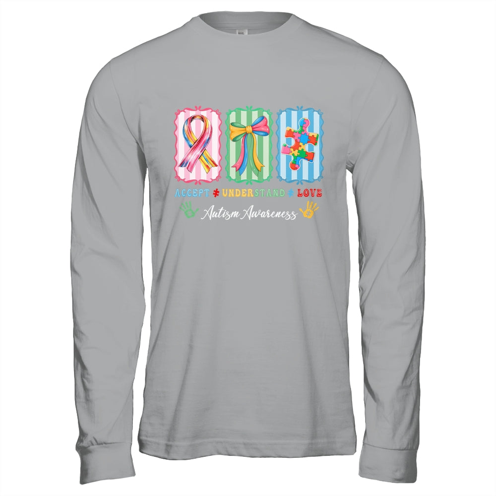 Autism Accept Understand Love Autism Mom Checker Bow Women Shirt & Hoodie | teecentury