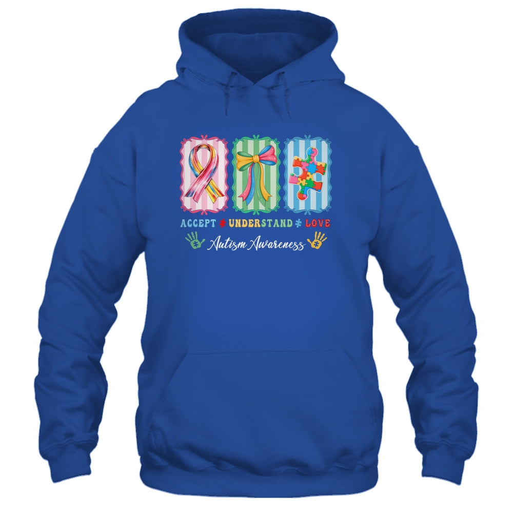 Autism Accept Understand Love Autism Mom Checker Bow Women Shirt & Hoodie | teecentury