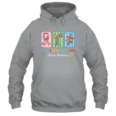 Autism Accept Understand Love Autism Mom Checker Bow Women Shirt & Hoodie | teecentury