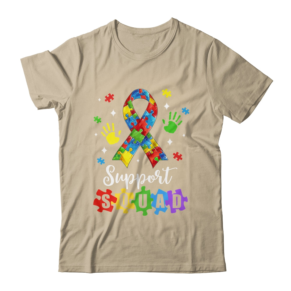 Autism Awareness Month Ribbon Support Squad Womens Kids Shirt & Tank Top | teecentury