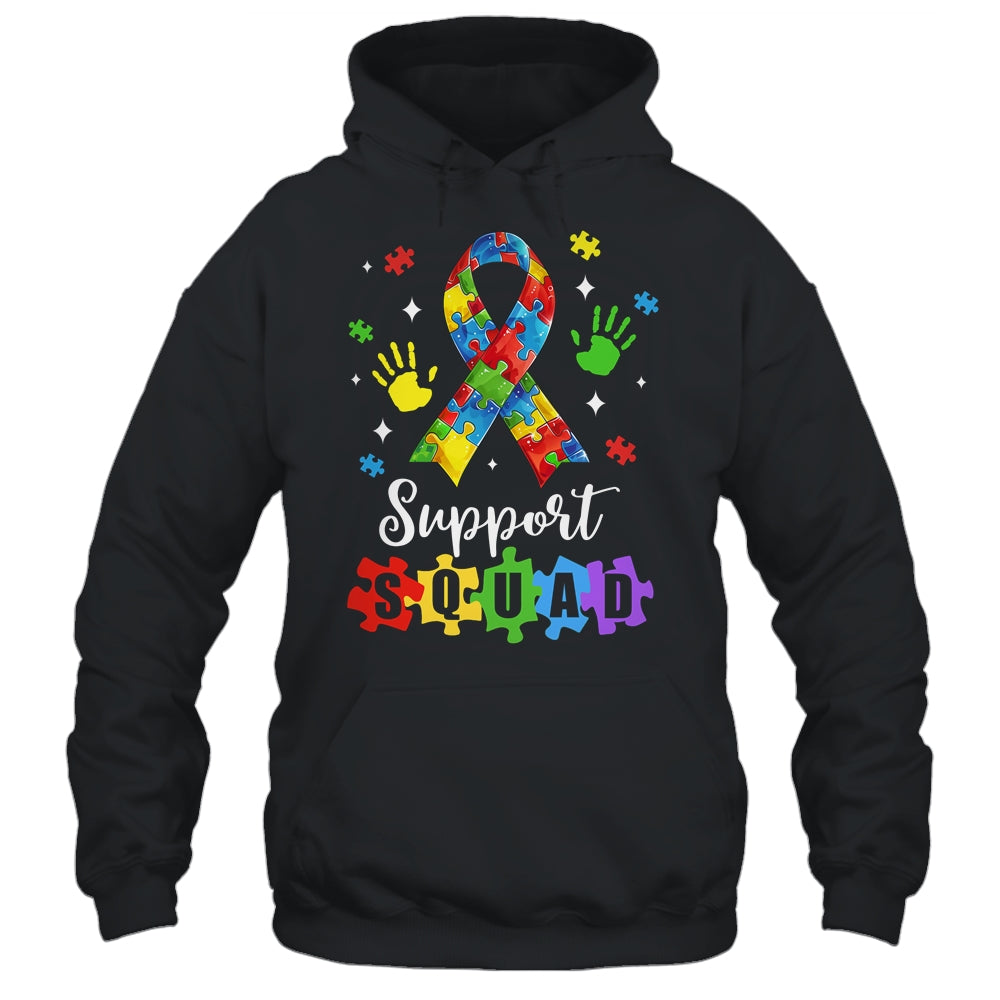 Autism Awareness Month Ribbon Support Squad Womens Kids Shirt & Tank Top | teecentury