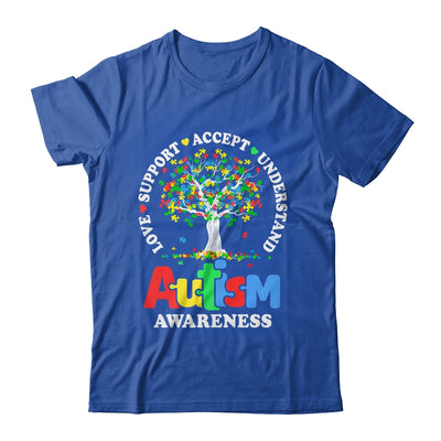 Autism Awareness Month Tree Love Support Accept Understand Shirt & Tank Top | teecentury