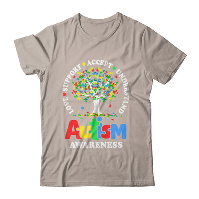 Autism Awareness Month Tree Love Support Accept Understand Shirt & Tank Top | teecentury