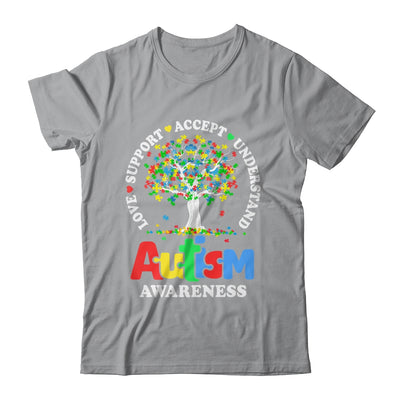 Autism Awareness Month Tree Love Support Accept Understand Shirt & Tank Top | teecentury