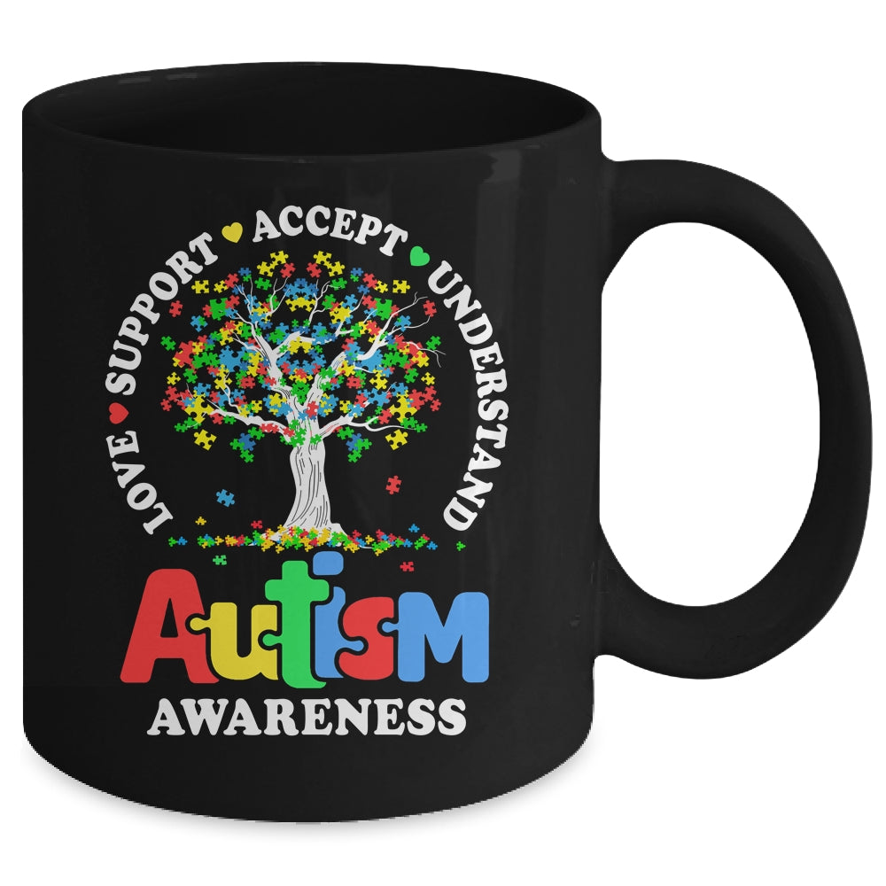 Autism Awareness Month Tree Love Support Accept Understand Mug | teecentury