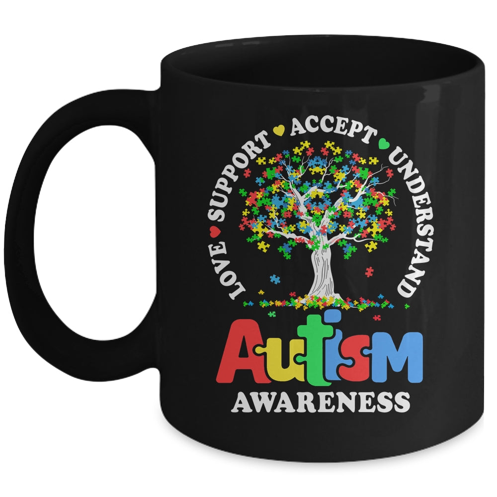 Autism Awareness Month Tree Love Support Accept Understand Mug | teecentury
