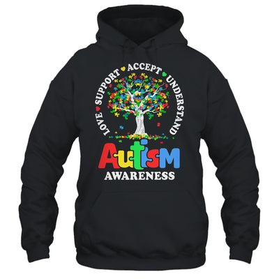 Autism Awareness Month Tree Love Support Accept Understand Shirt & Tank Top | teecentury