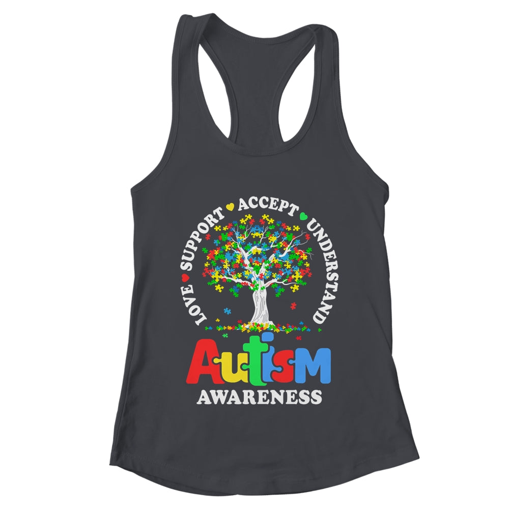 Autism Awareness Month Tree Love Support Accept Understand Shirt & Tank Top | teecentury