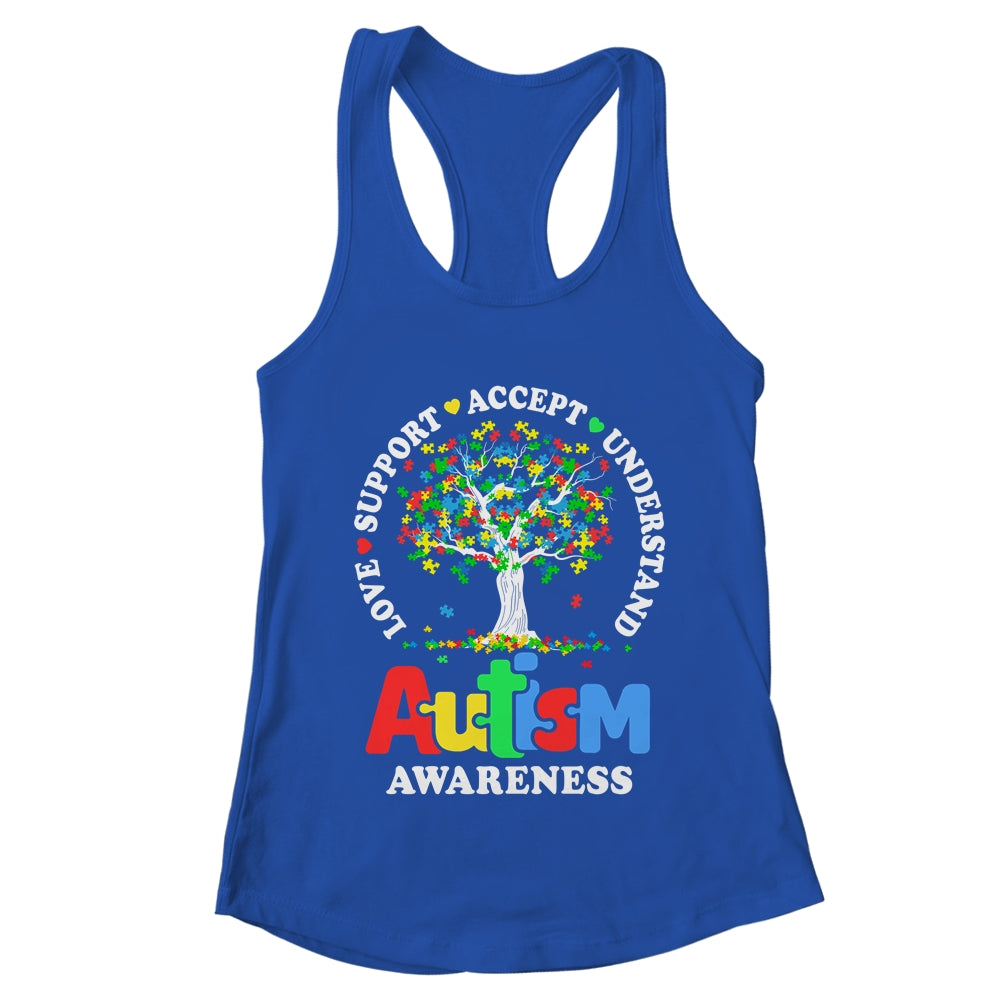 Autism Awareness Month Tree Love Support Accept Understand Shirt & Tank Top | teecentury