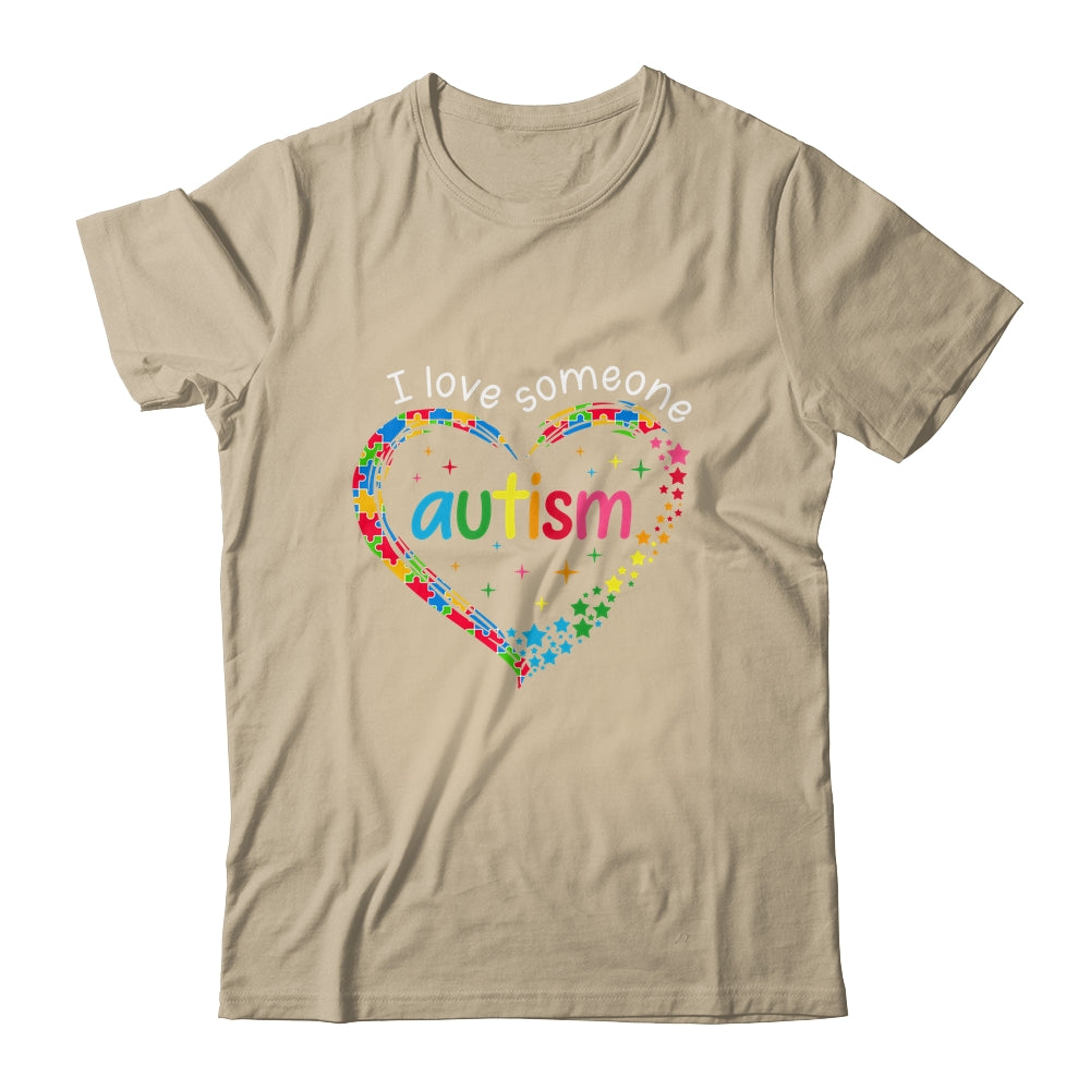 Autism Awareness Puzzle Heart I Love Someone With Autism Shirt & Tank Top | teecentury