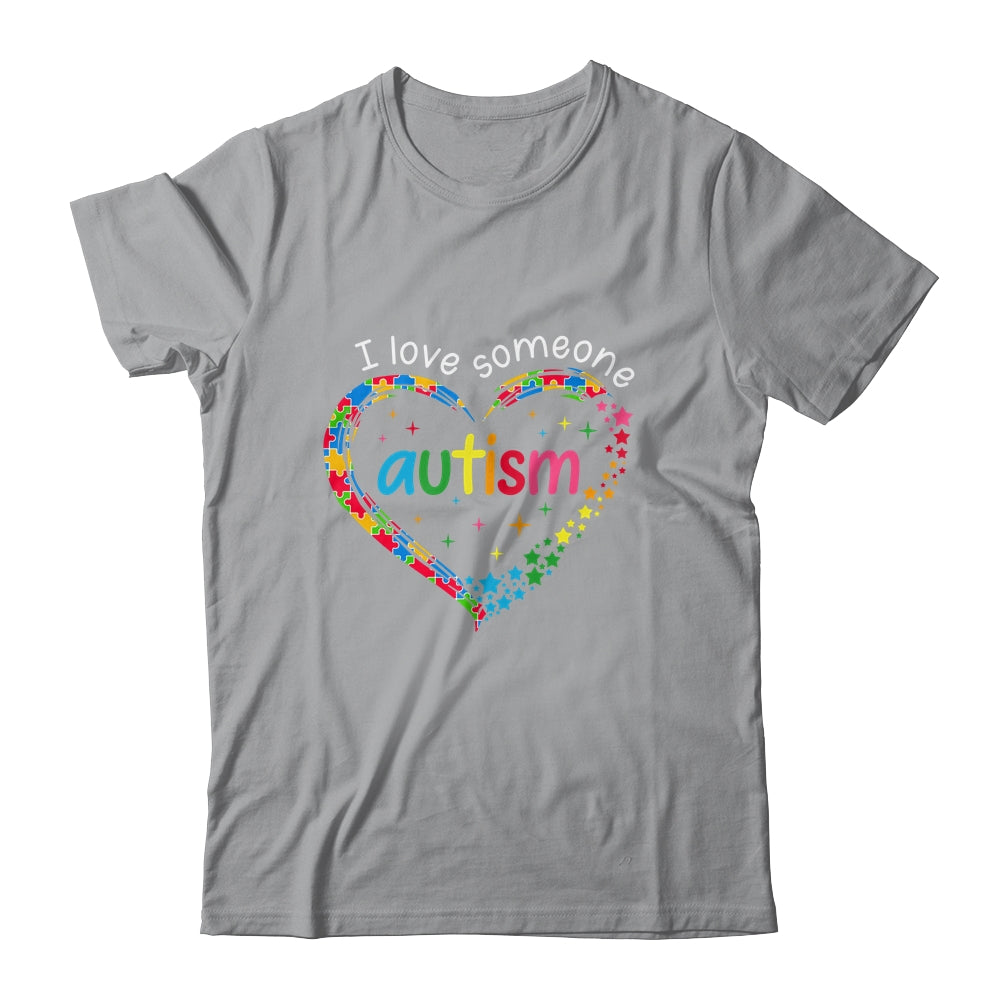 Autism Awareness Puzzle Heart I Love Someone With Autism Shirt & Tank Top | teecentury
