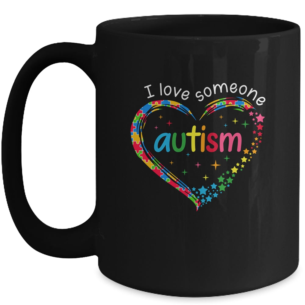 Autism Awareness Puzzle Heart I Love Someone With Autism Mug | teecentury
