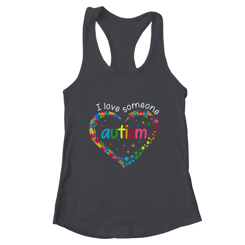 Autism Awareness Puzzle Heart I Love Someone With Autism Shirt & Tank Top | teecentury