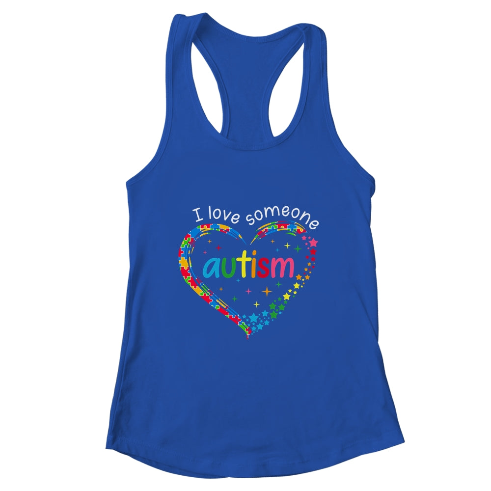 Autism Awareness Puzzle Heart I Love Someone With Autism Shirt & Tank Top | teecentury