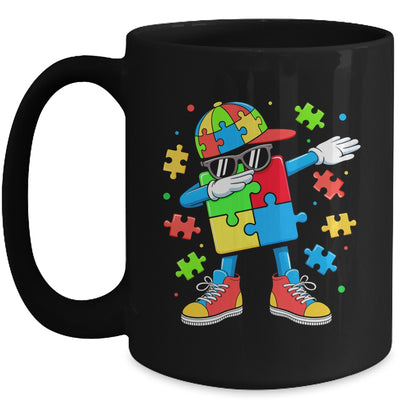 Autism Awareness Support Dabbing Puzzle Friends Family Son Mug | teecentury