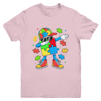 Autism Awareness Support Dabbing Puzzle Friends Family Son Youth Shirt | teecentury