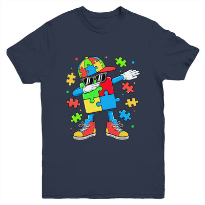 Autism Awareness Support Dabbing Puzzle Friends Family Son Youth Shirt | teecentury