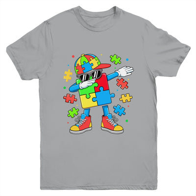 Autism Awareness Support Dabbing Puzzle Friends Family Son Youth Shirt | teecentury