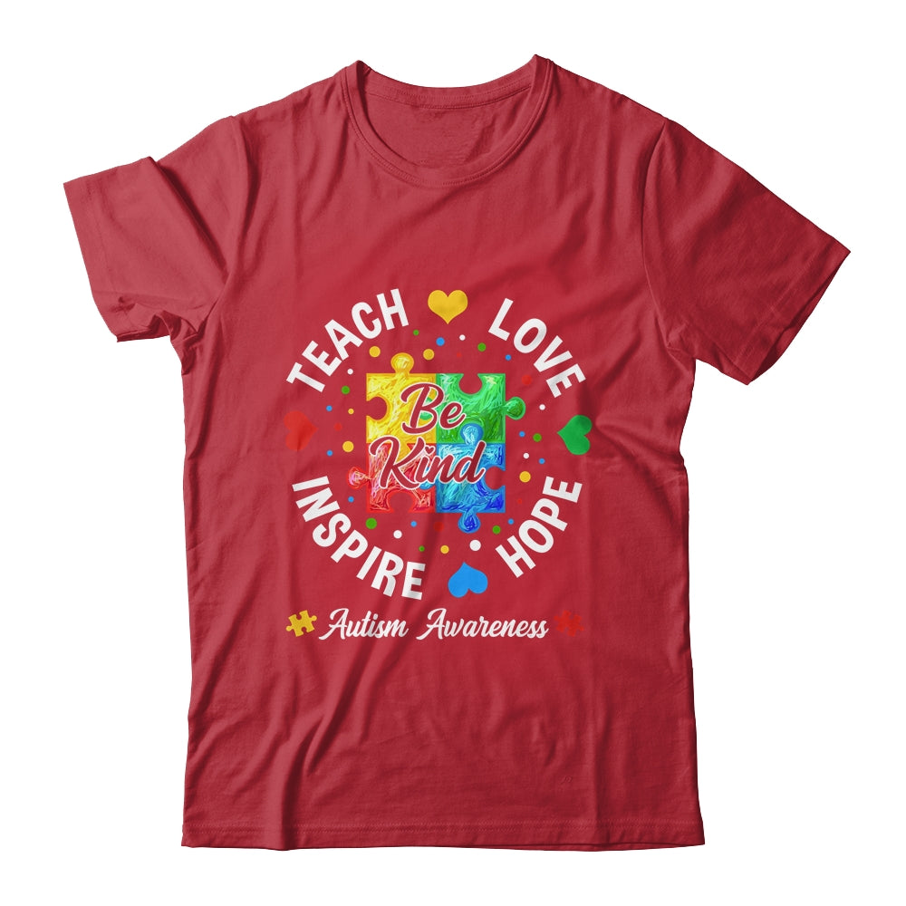 Autism Awareness Teacher Support Teach Hope Love Inspire Shirt & Hoodie | teecentury
