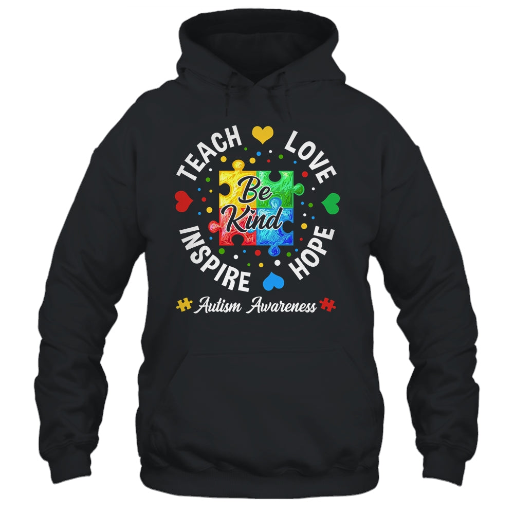 Autism Awareness Teacher Support Teach Hope Love Inspire Shirt & Hoodie | teecentury