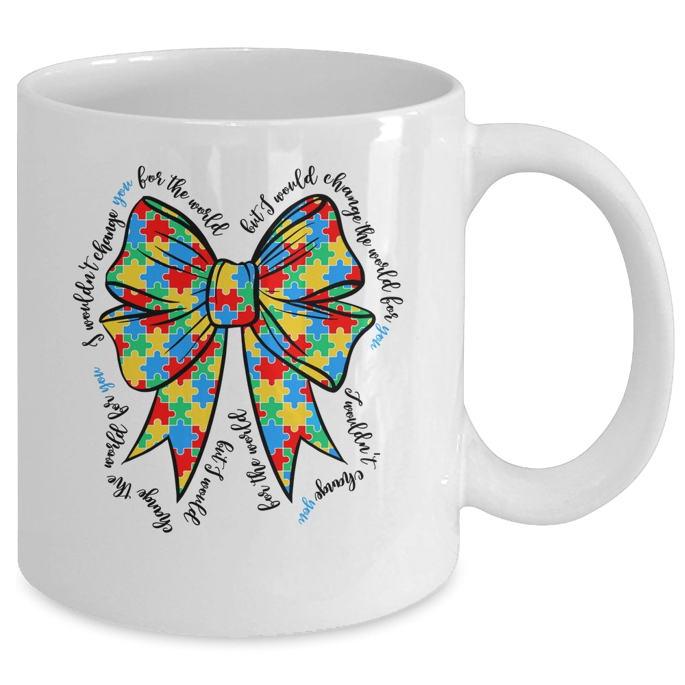 Autism Bow Autism Awareness Coquette Bow Puzzle Teacher Mug | teecentury