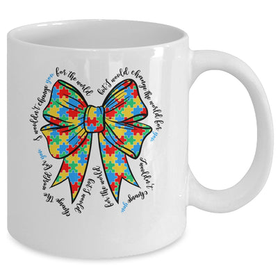 Autism Bow Autism Awareness Coquette Bow Puzzle Teacher Mug | teecentury