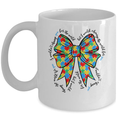 Autism Bow Autism Awareness Coquette Bow Puzzle Teacher Mug | teecentury