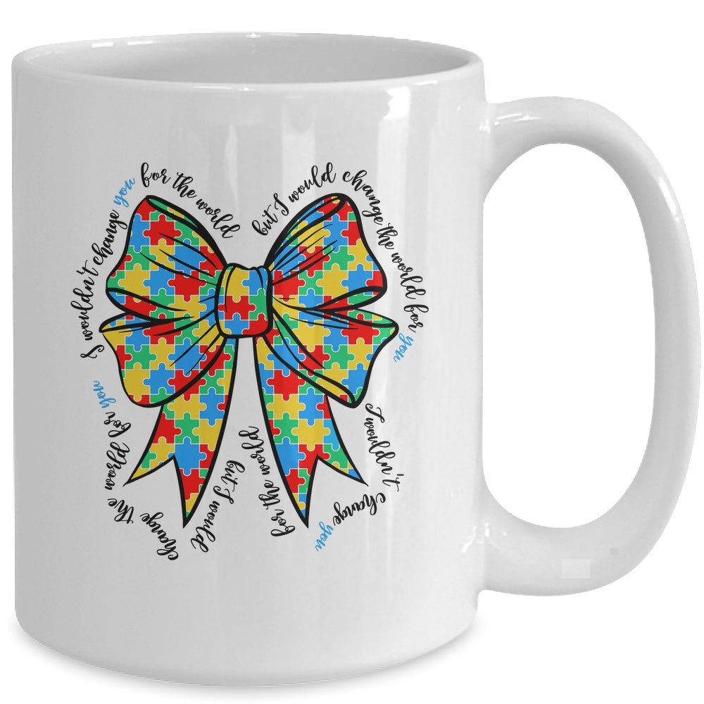 Autism Bow Autism Awareness Coquette Bow Puzzle Teacher Mug | teecentury