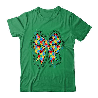 Autism Bow Autism Awareness Coquette Bow Puzzle Teacher Shirt & Sweatshirt | teecentury