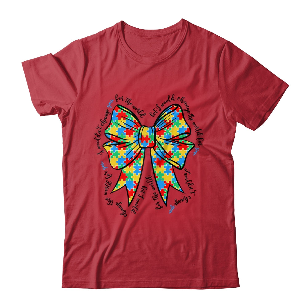 Autism Bow Autism Awareness Coquette Bow Puzzle Teacher Shirt & Sweatshirt | teecentury