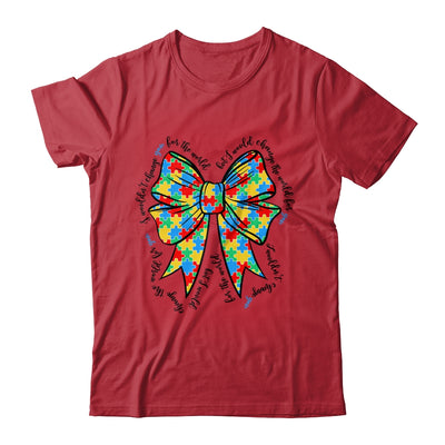 Autism Bow Autism Awareness Coquette Bow Puzzle Teacher Shirt & Sweatshirt | teecentury