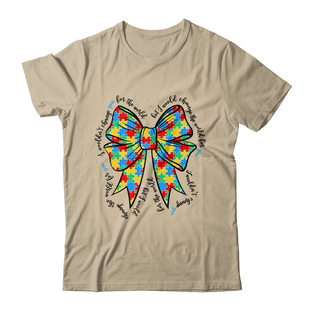 Autism Bow Autism Awareness Coquette Bow Puzzle Teacher Shirt & Sweatshirt | teecentury