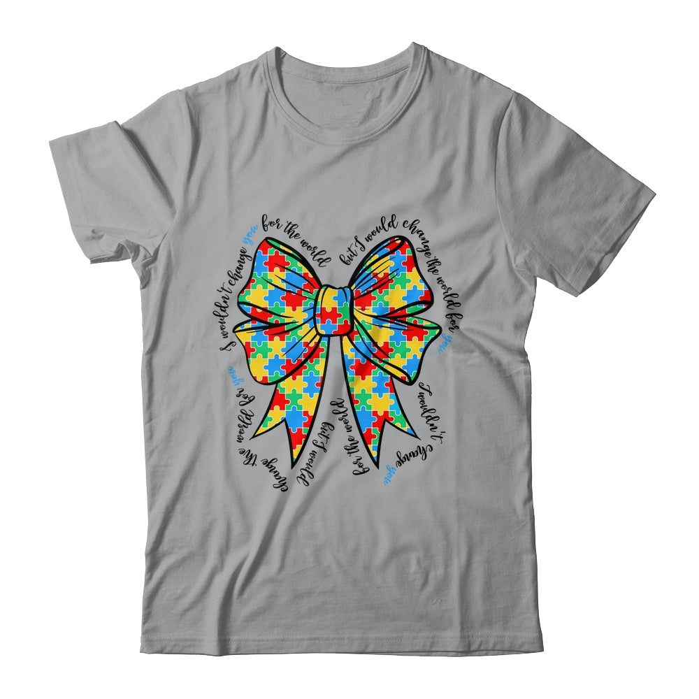 Autism Bow Autism Awareness Coquette Bow Puzzle Teacher Shirt & Sweatshirt | teecentury