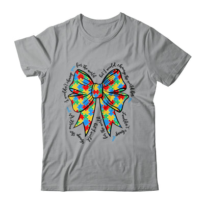 Autism Bow Autism Awareness Coquette Bow Puzzle Teacher Shirt & Sweatshirt | teecentury