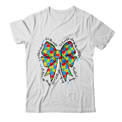 Autism Bow Autism Awareness Coquette Bow Puzzle Teacher Shirt & Sweatshirt | teecentury