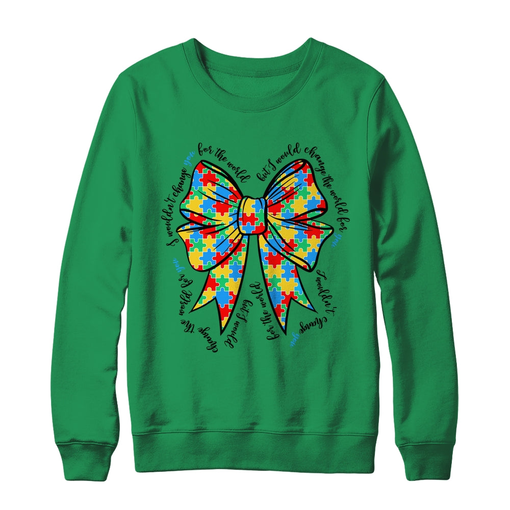 Autism Bow Autism Awareness Coquette Bow Puzzle Teacher Shirt & Sweatshirt | teecentury