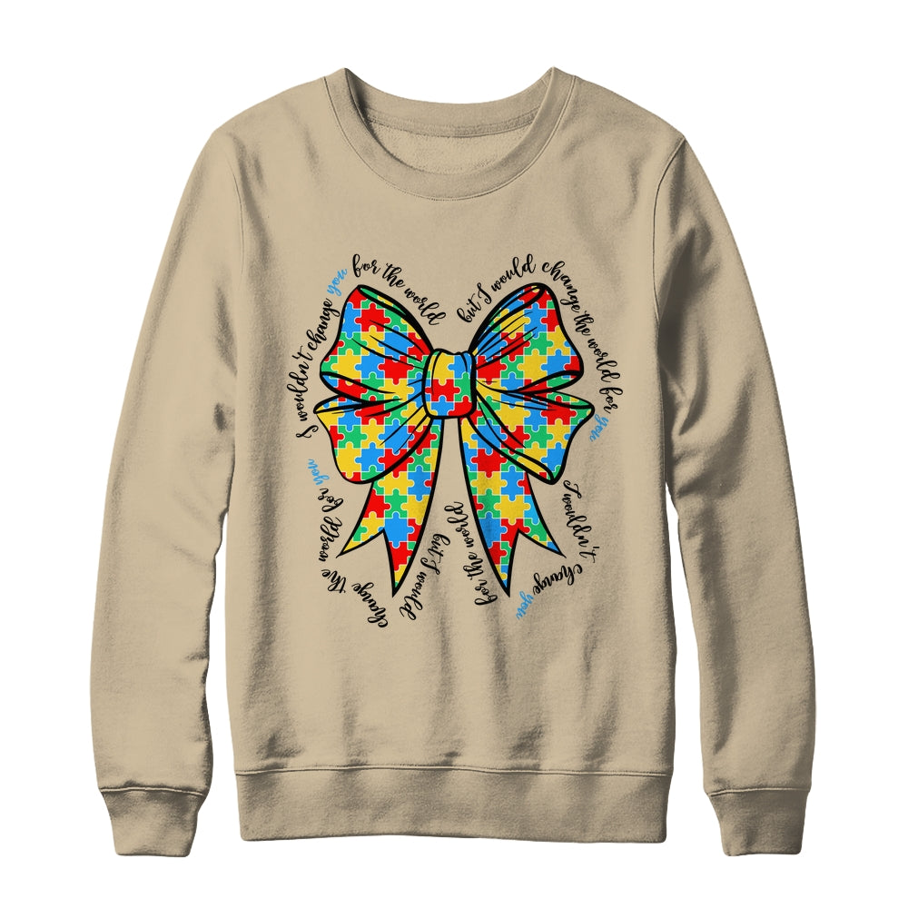 Autism Bow Autism Awareness Coquette Bow Puzzle Teacher Shirt & Sweatshirt | teecentury