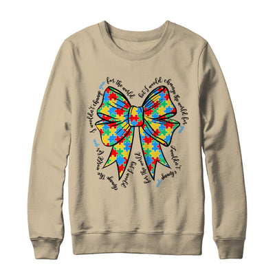 Autism Bow Autism Awareness Coquette Bow Puzzle Teacher Shirt & Sweatshirt | teecentury