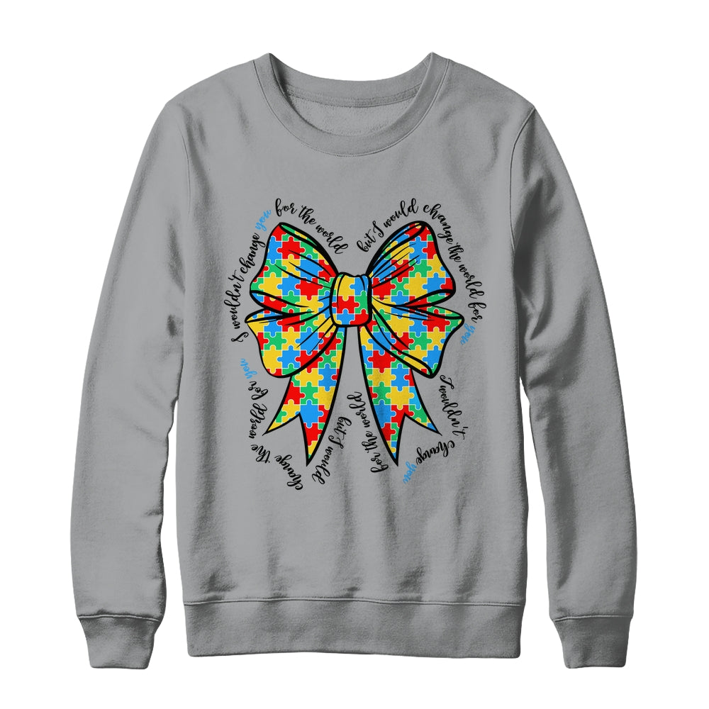 Autism Bow Autism Awareness Coquette Bow Puzzle Teacher Shirt & Sweatshirt | teecentury
