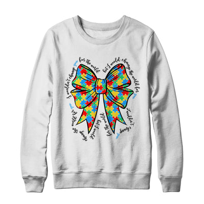 Autism Bow Autism Awareness Coquette Bow Puzzle Teacher Shirt & Sweatshirt | teecentury