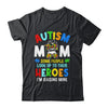Autism Mom Raising Hero Groovy Messy Bun Autism Awareness Shirt & Tank Top | teecentury