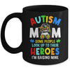 Autism Mom Raising Hero Groovy Messy Bun Autism Awareness Mug | teecentury