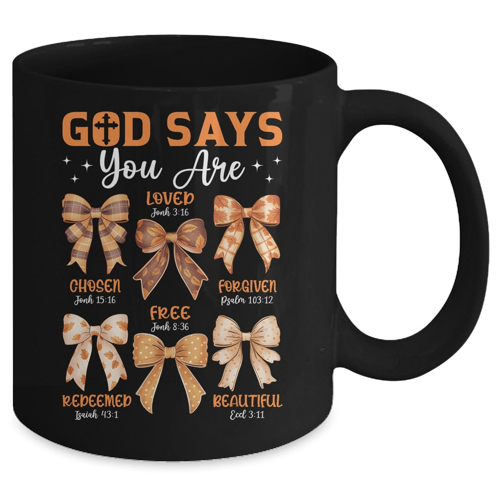 Autumn Christian Thanksgiving Coquette Bow God Says You Are Mug | teecentury