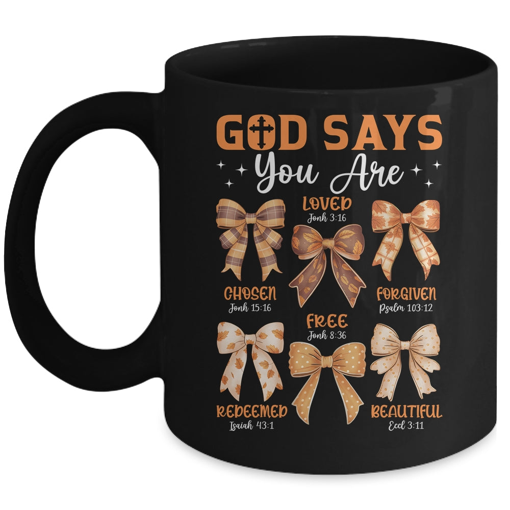 Autumn Christian Thanksgiving Coquette Bow God Says You Are Mug | teecentury