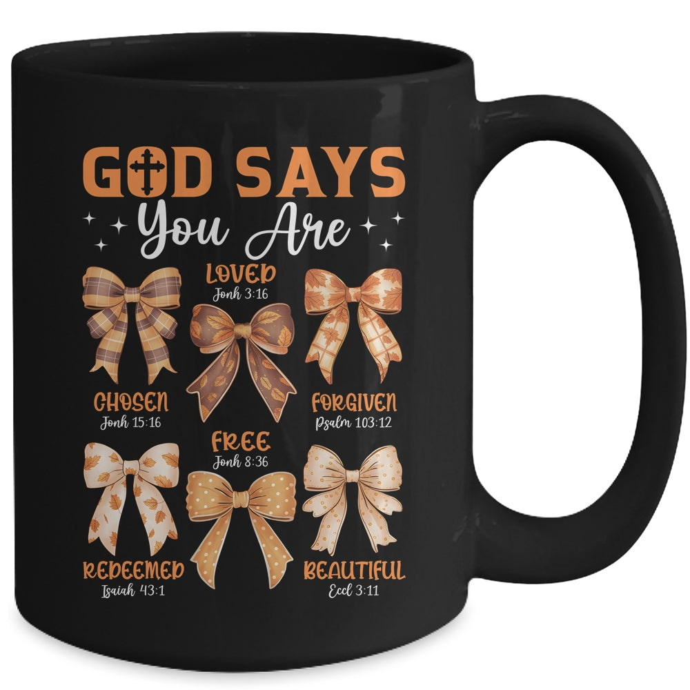 Autumn Christian Thanksgiving Coquette Bow God Says You Are Mug | teecentury