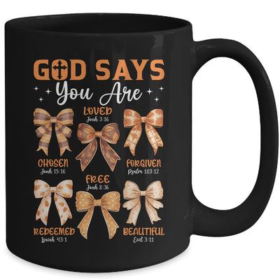 Autumn Christian Thanksgiving Coquette Bow God Says You Are Mug | teecentury